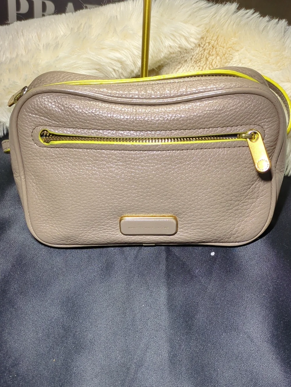 Marc by Marc Jacobs SallyTaupe Pebbled Crossbody w/Yellow Trim NOW ONLY $85